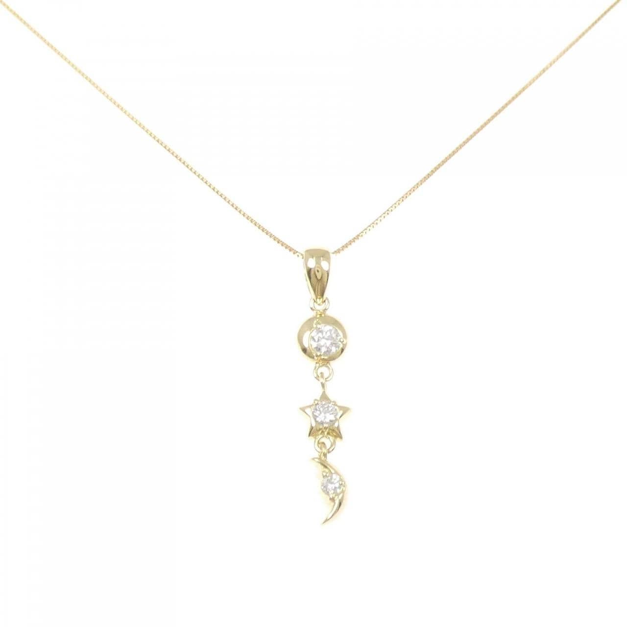 K18YG スター×ムーン ダイヤモンド ネックレス 0.25CT