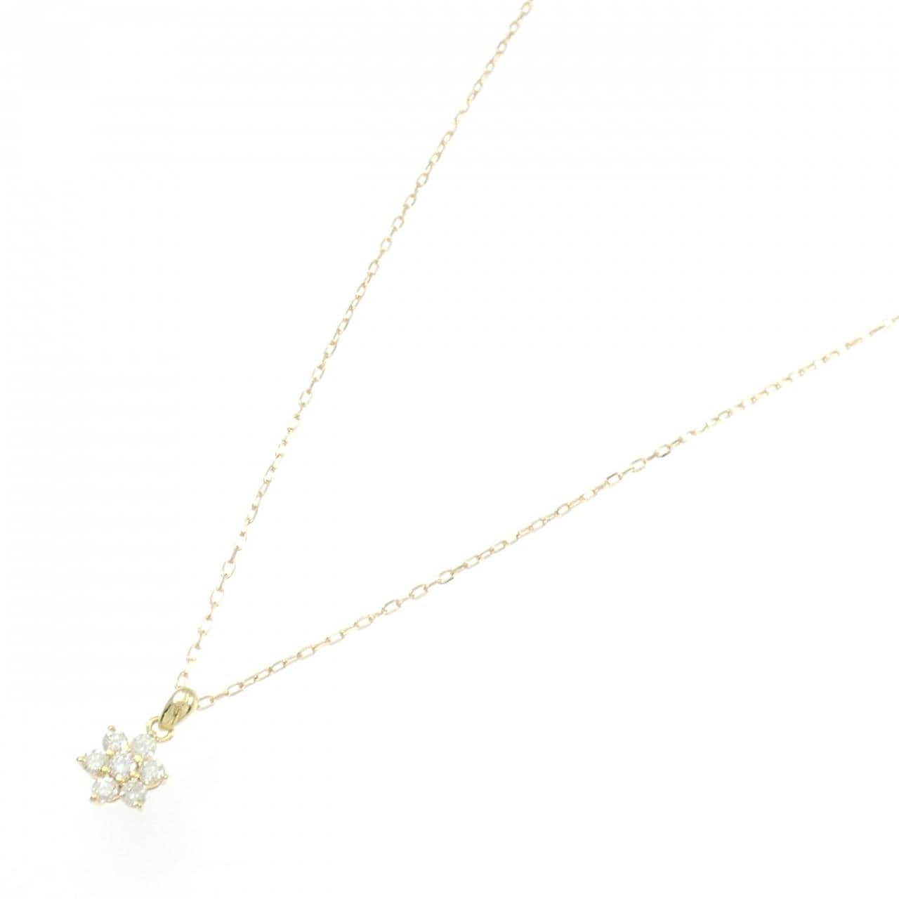 K18YG フラワー ダイヤモンド ネックレス 0.23CT