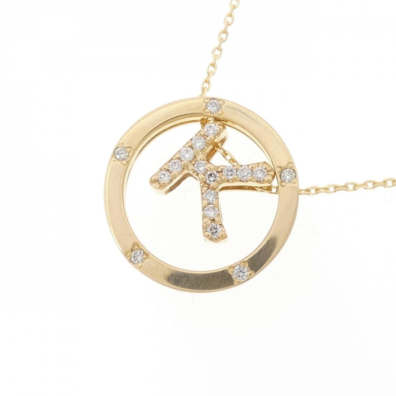 K18YG 2WAY Initial K Diamond Necklace 0.08CT