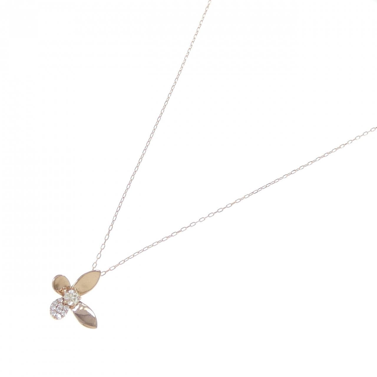 K18PG バタフライ ダイヤモンド ネックレス 0.122CT