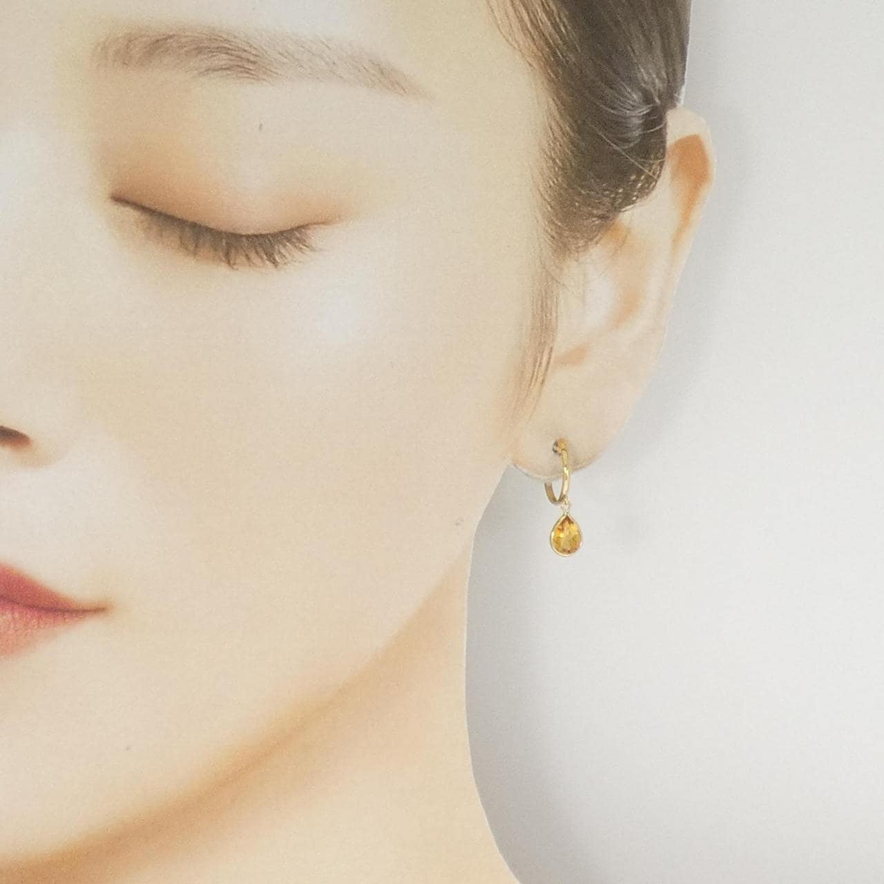 K18YG黄水晶耳环