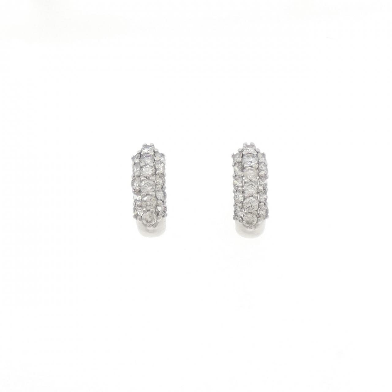 K18WG パヴェ ダイヤモンド ピアス 1.06CT
