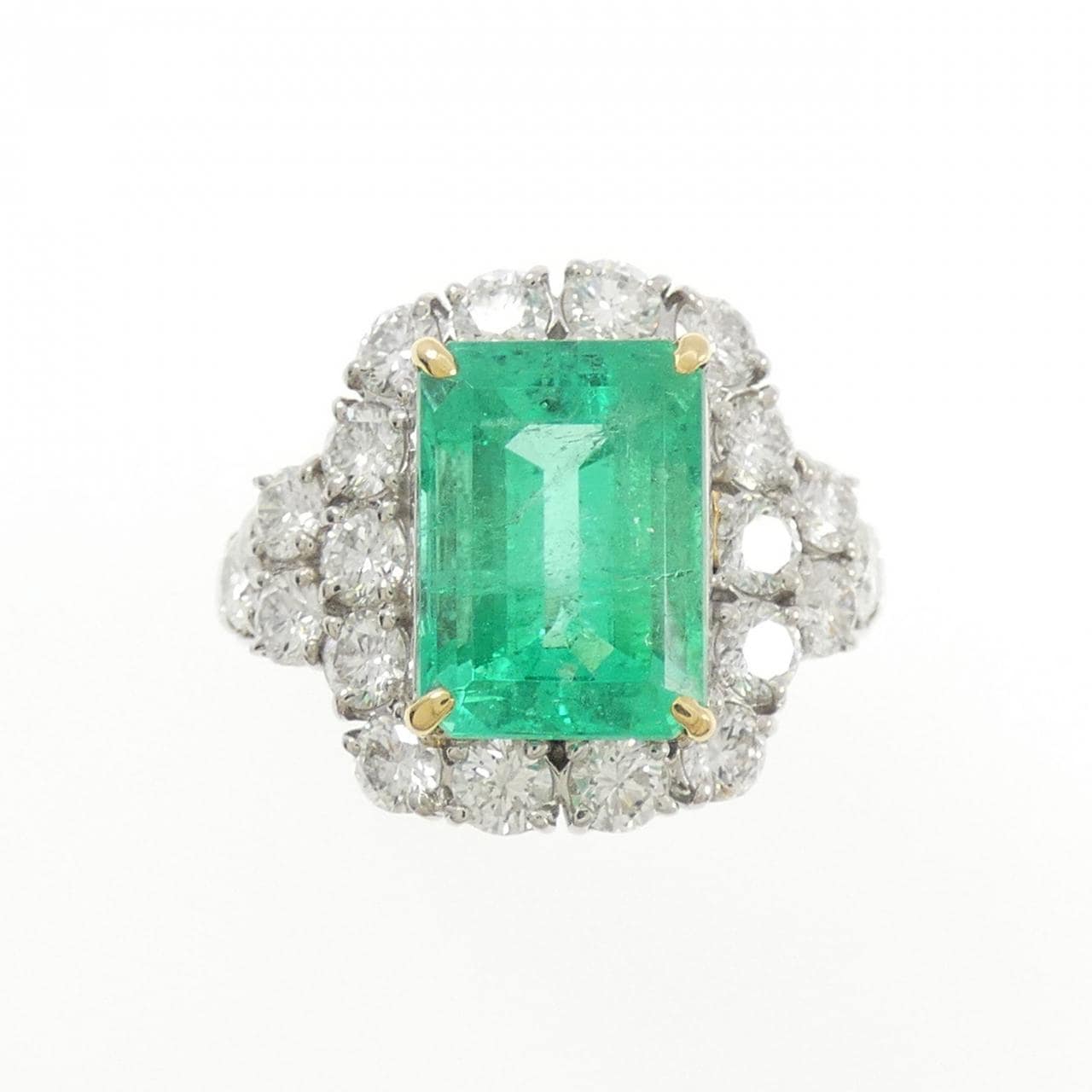 PT900/K18YG エメラルド リング 3.87CT コロンビア産
