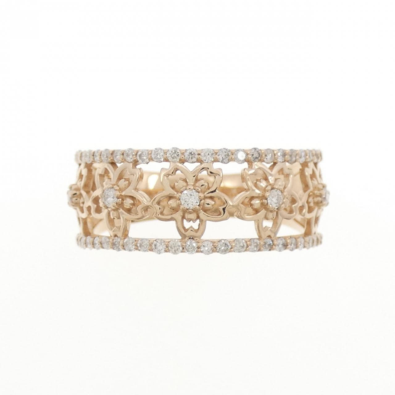 K18PG フラワー ダイヤモンド リング 0.33CT