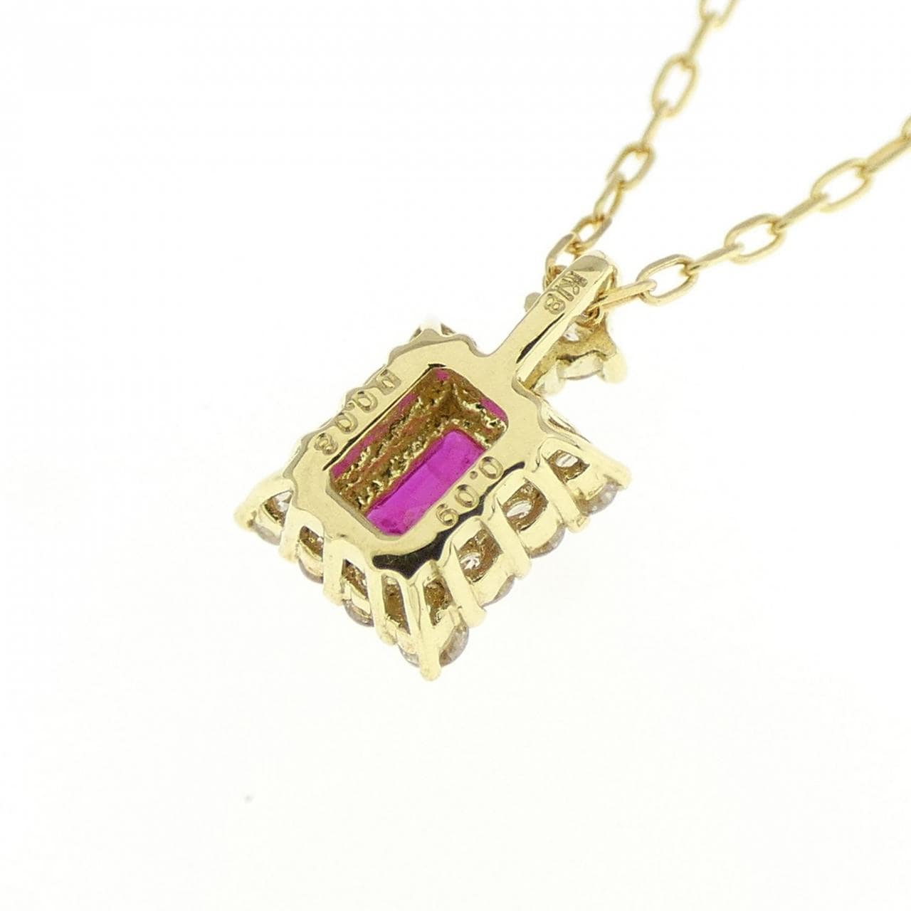 [BRAND NEW] K18YG Ruby Necklace 0.09CT