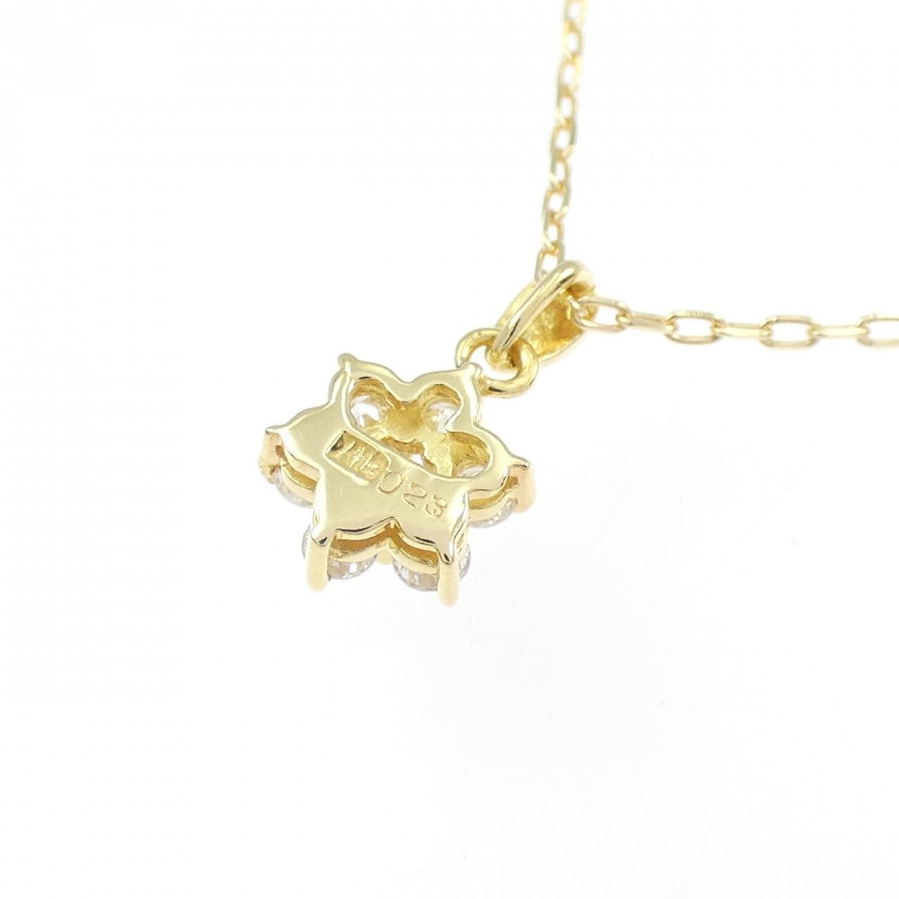K18YG フラワー ダイヤモンド ネックレス 0.23CT