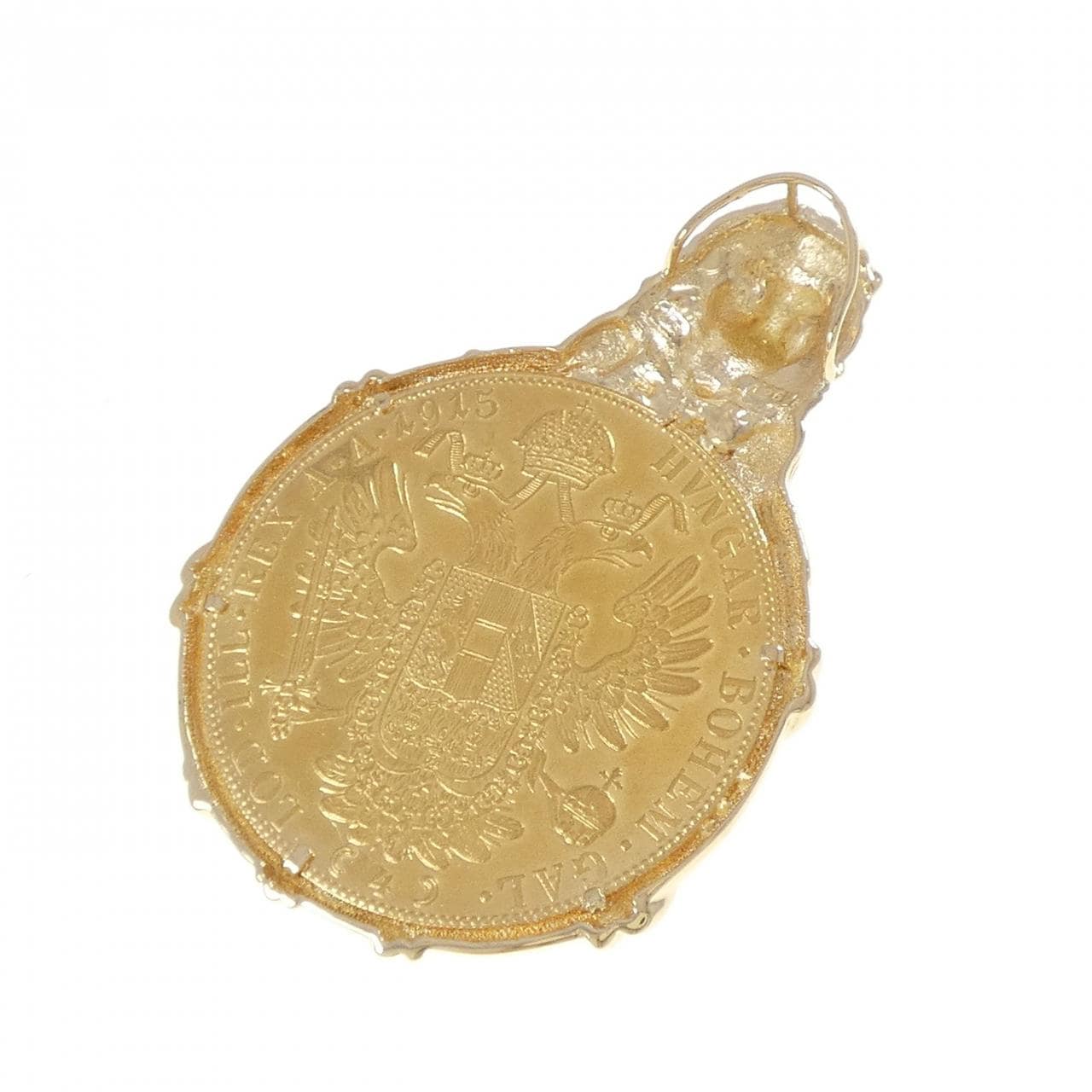 K18YG(枠) ダイヤモンド コイン ペンダント 0.26CT