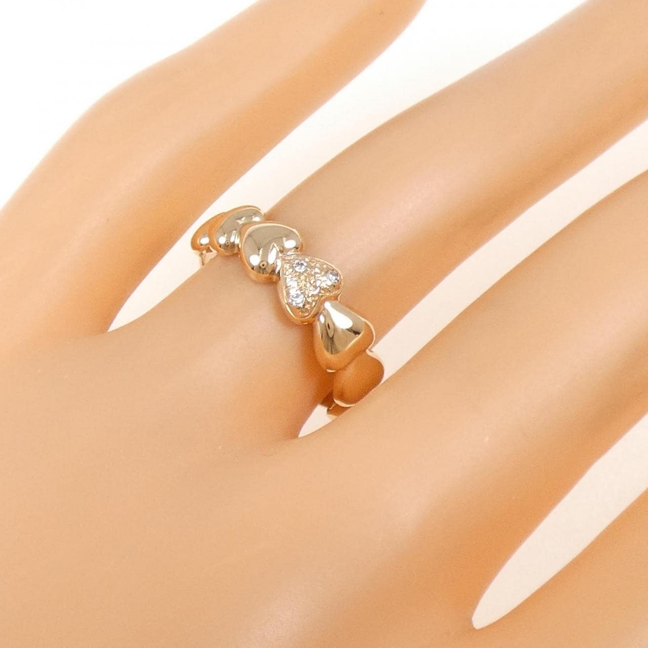 K18PG Heart Diamond Ring 0.03CT