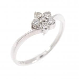 K14WG フラワー ダイヤモンド リング 0.16CT