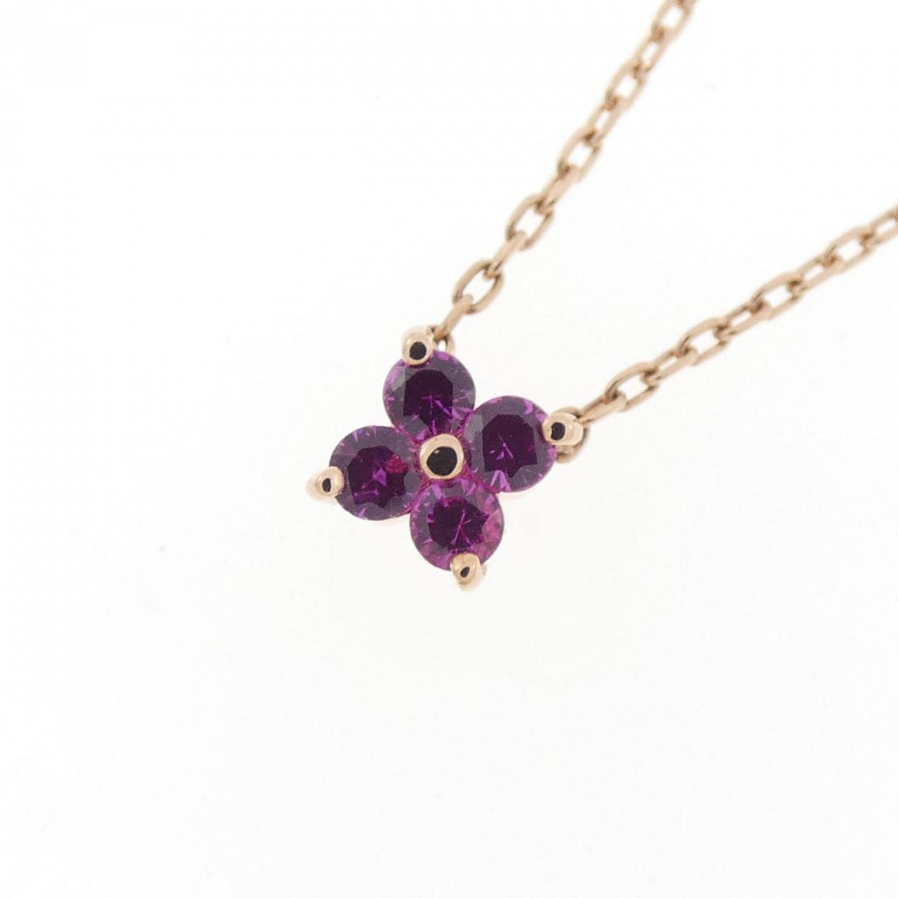 K10PG フラワー ルビー ネックレス 0.10CT
