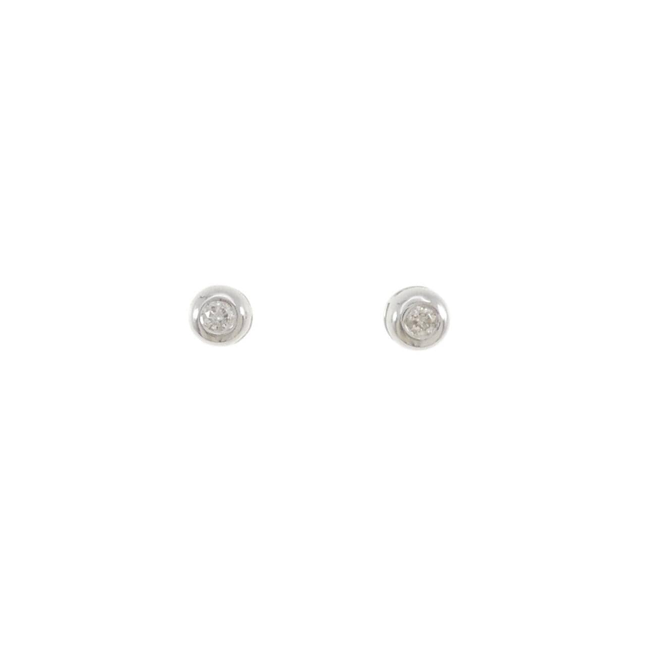K18WG ソリティア ダイヤモンド ピアス 0.10CT