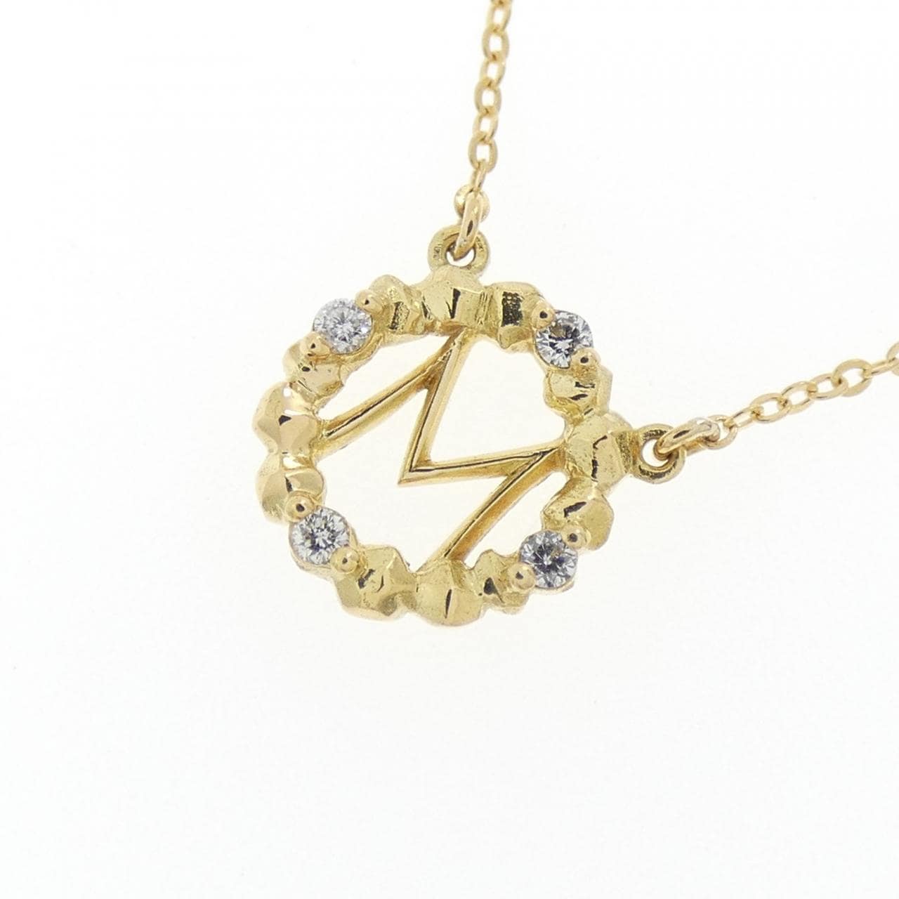 K18YG イニシャルM ダイヤモンド ネックレス 0.03CT