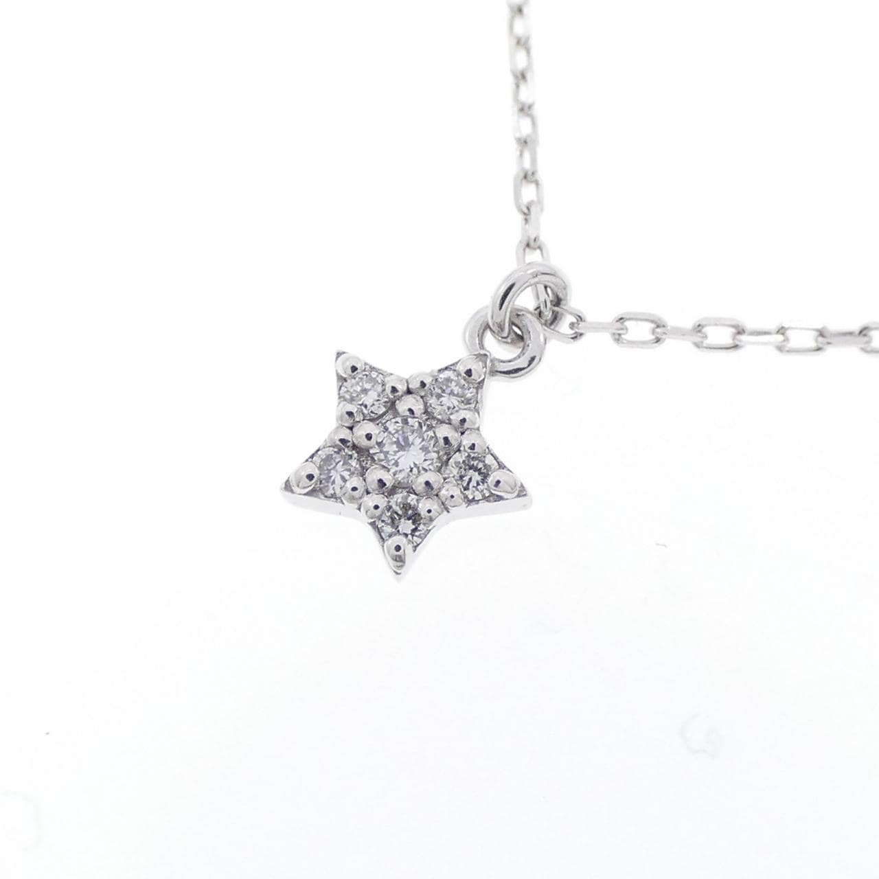 K18WG スター ダイヤモンド ネックレス 0.039CT