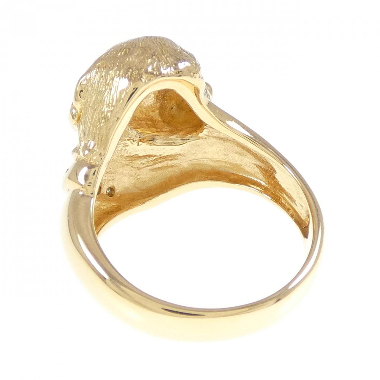 K18YG ドッグ ダイヤモンド リング 0.02CT