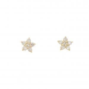 【新品】K18YG フラワー ダイヤモンド ピアス 0.20CT