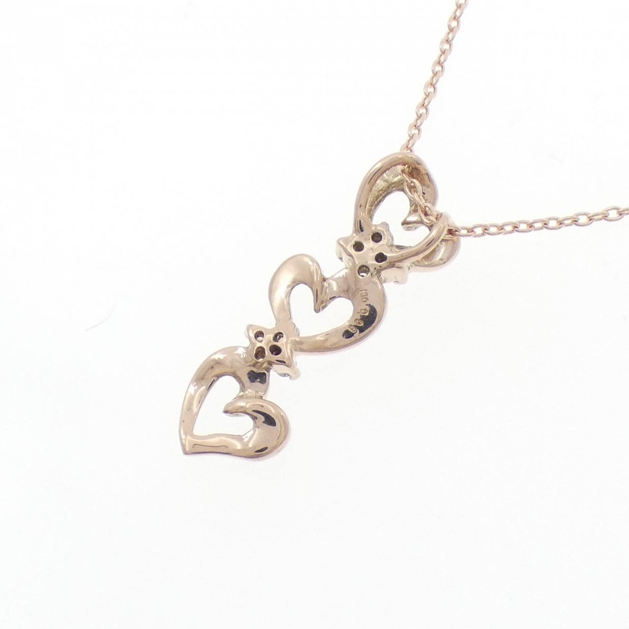 K10PG ハート ダイヤモンド ネックレス 0.06CT