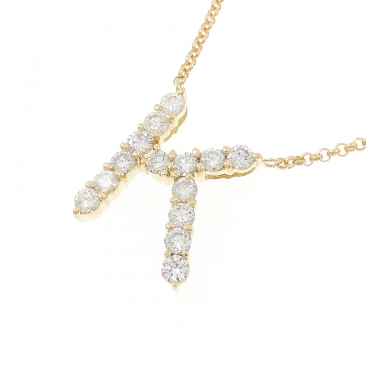 K18YG イニシャルK ダイヤモンド ネックレス 1.16CT