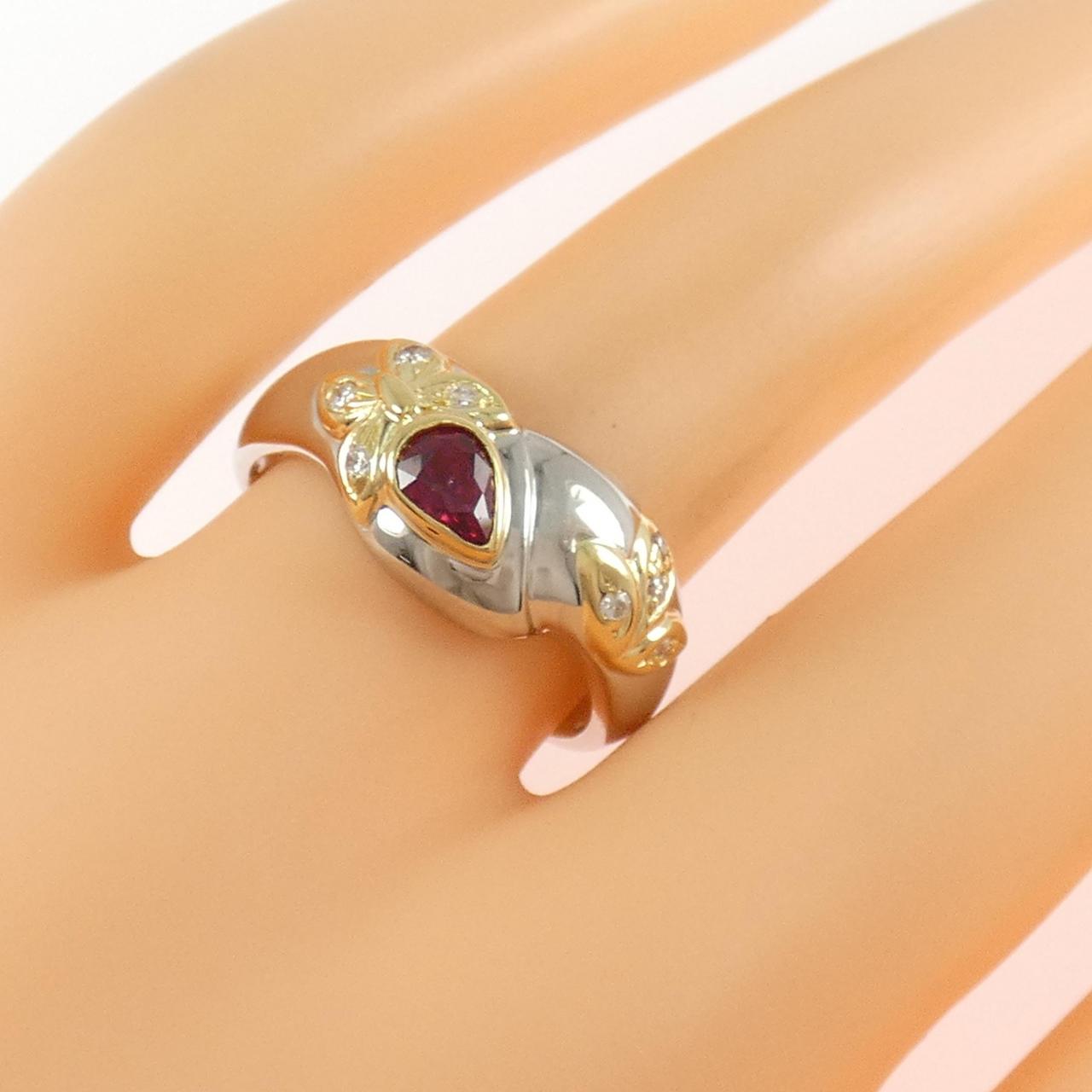 PT900/K18YG バタフライ ルビー リング 0.37CT
