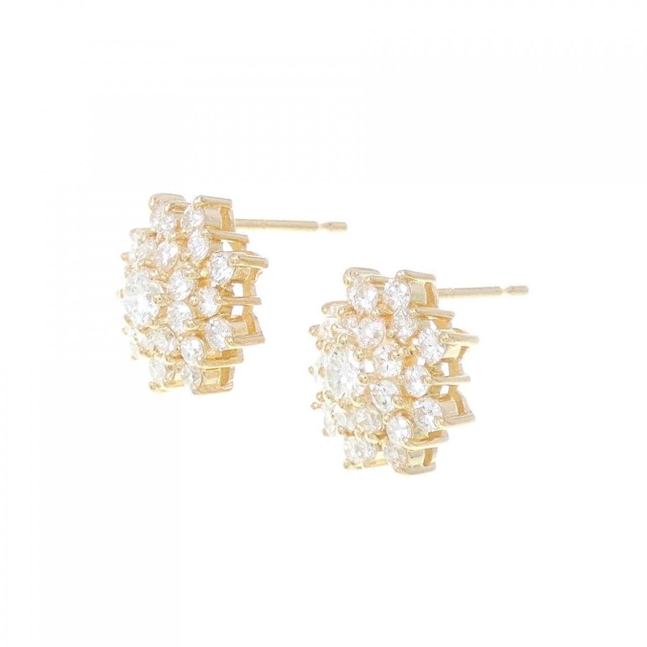 K18YG flower Diamond earrings 1.00CT