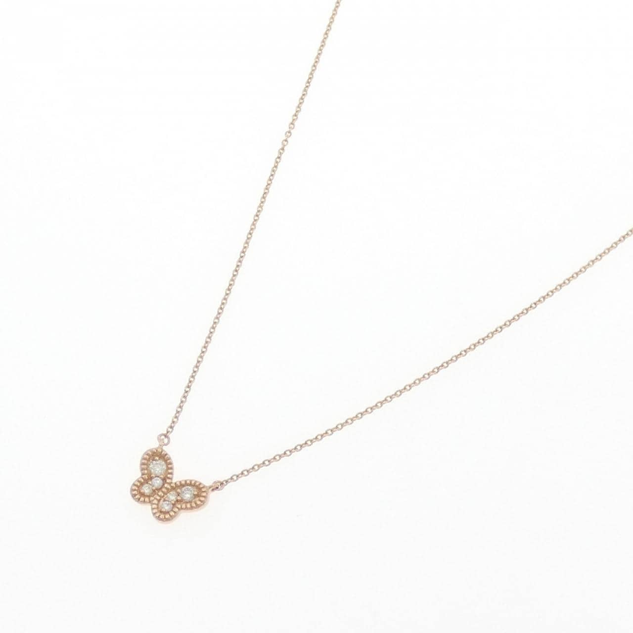 750PG バタフライ ダイヤモンド ネックレス