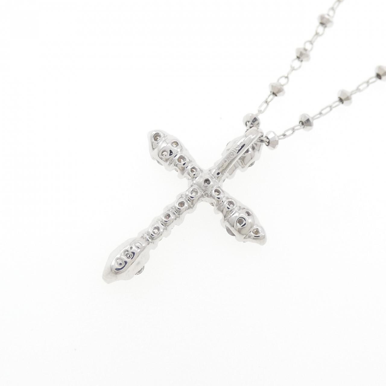 K18WG クロス ダイヤモンド ネックレス 0.30CT