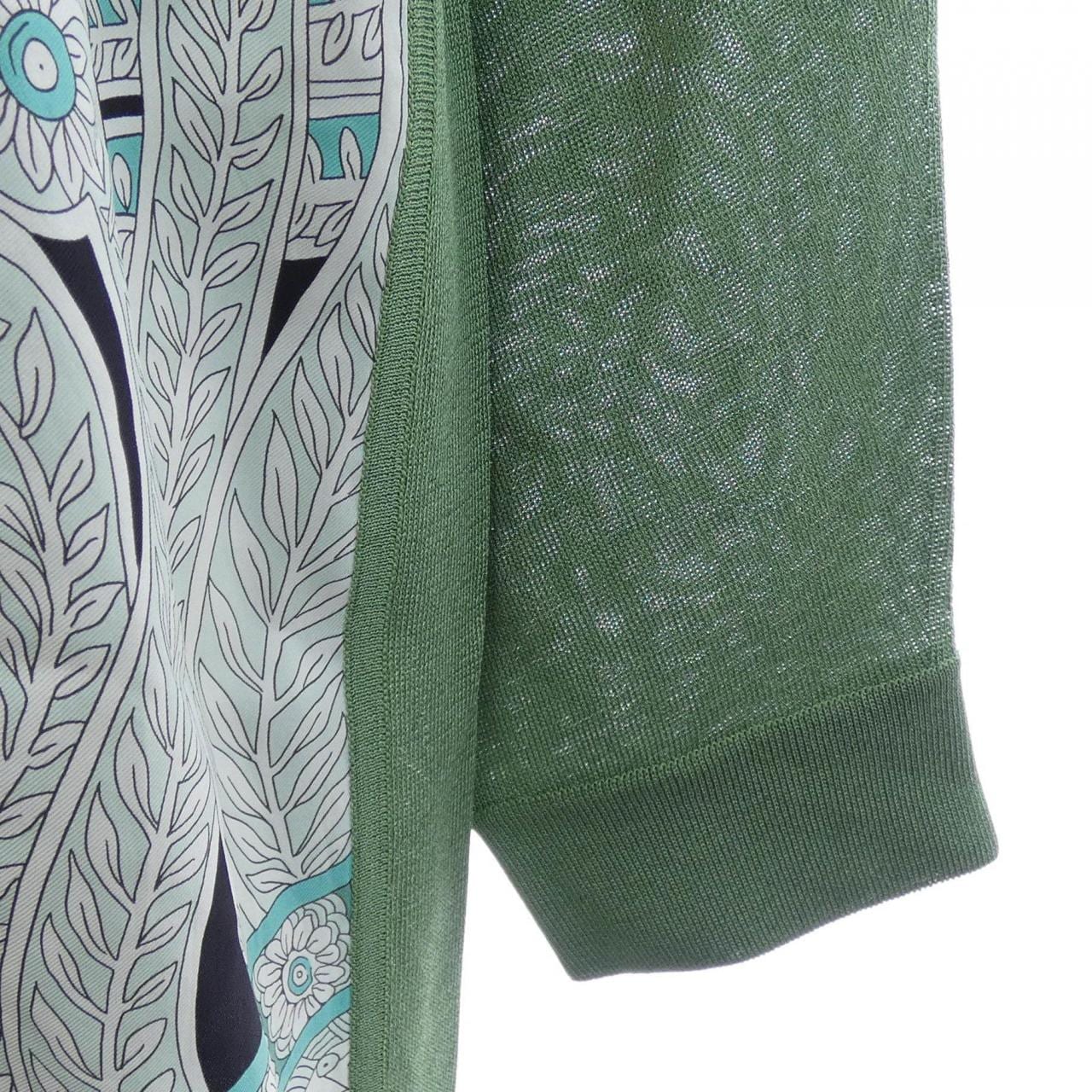 エルメス HERMES LE JARDIN LA MAHARANI *76-7757 ツイルレーヌ. ロングカーディガン