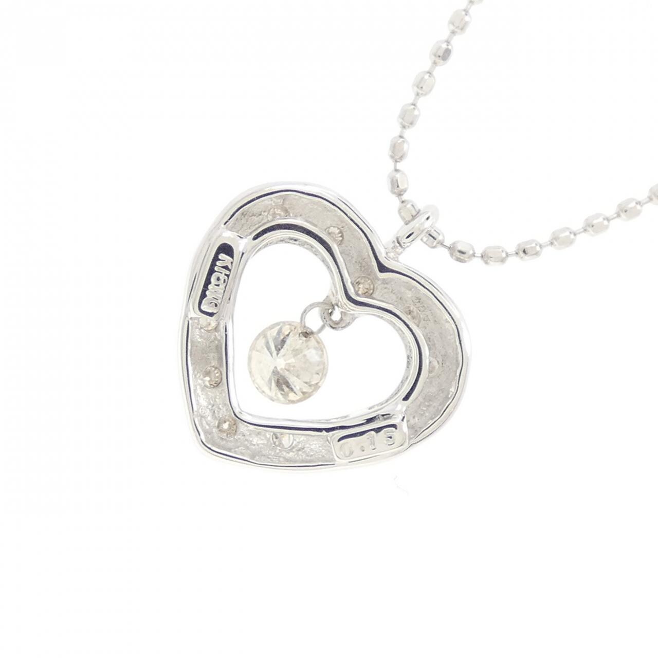 K18WG ハート ダイヤモンド ネックレス 0.15CT
