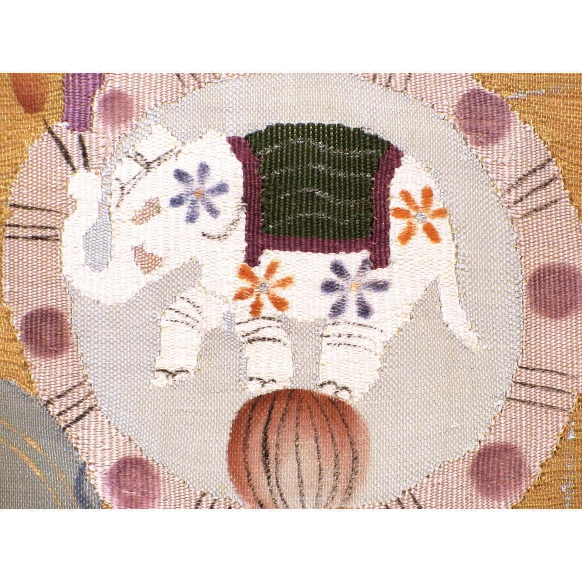 袋帯　すくい織　友禅銀彩加工