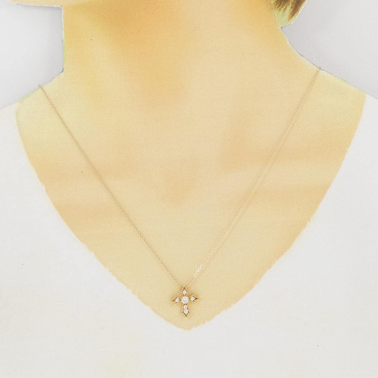 K18PG 十字架钻石项链 0.13CT