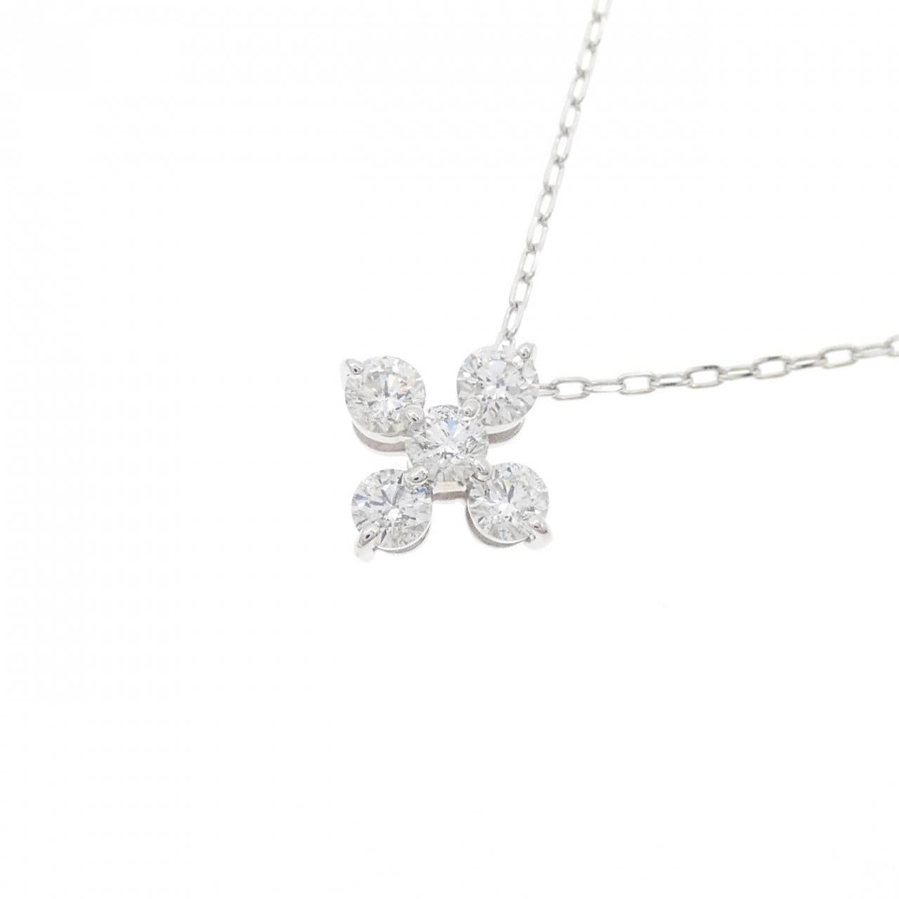 K18WG フラワー ダイヤモンド ネックレス 0.50CT