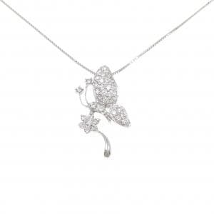 K18WG バタフライ ダイヤモンド ネックレス 0.50CT
