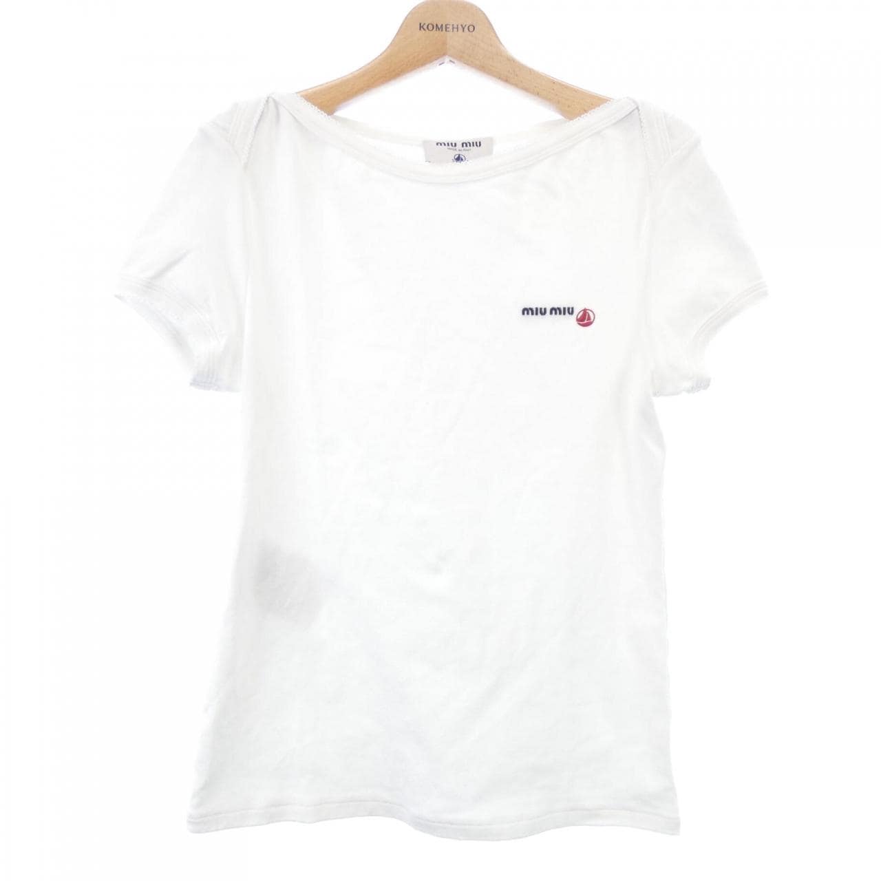 MIU MIU Miu Petit Bateau 弹力针织修身 T 恤 MJN563 SOOO 16J8 上衣