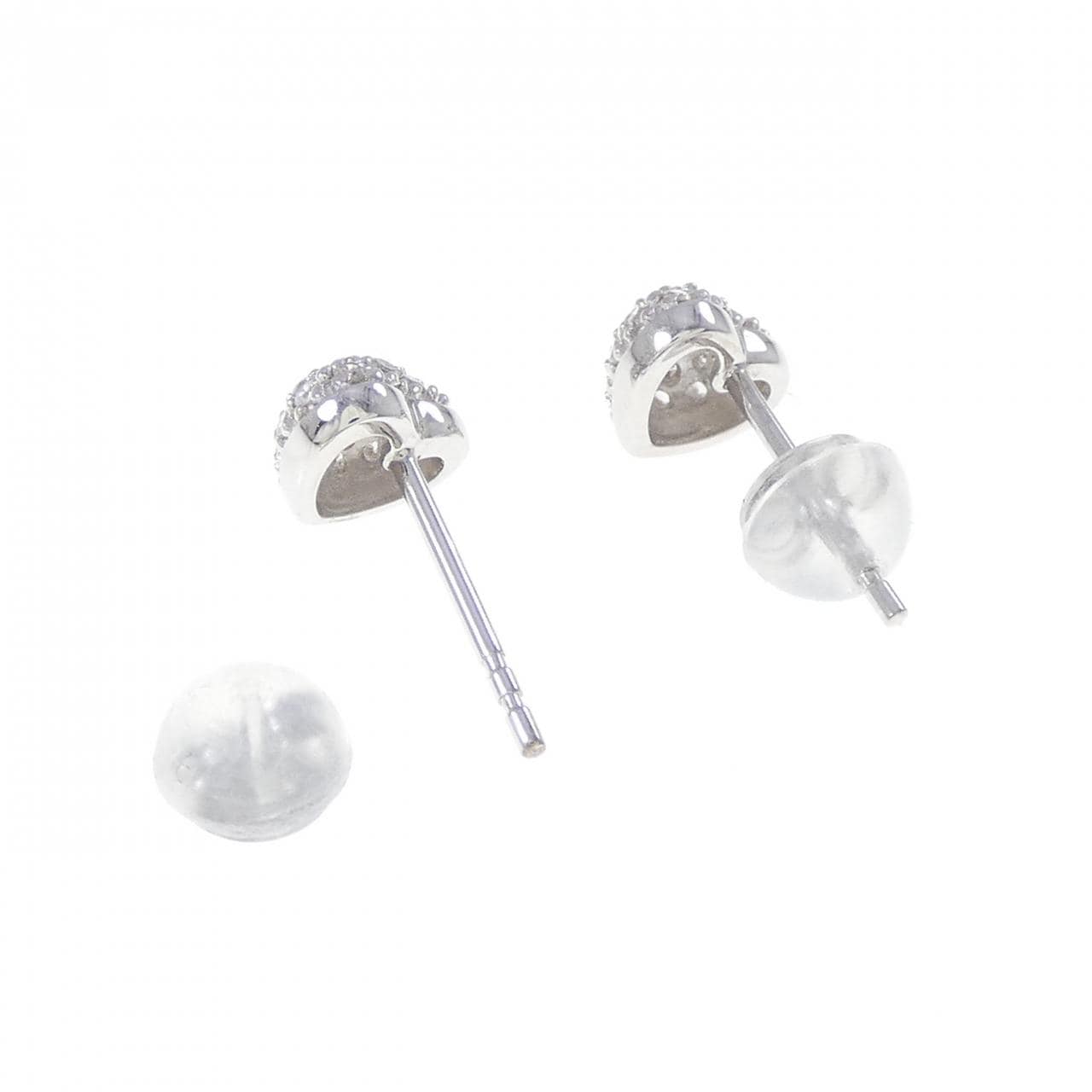 K18WG ハート ダイヤモンド ピアス