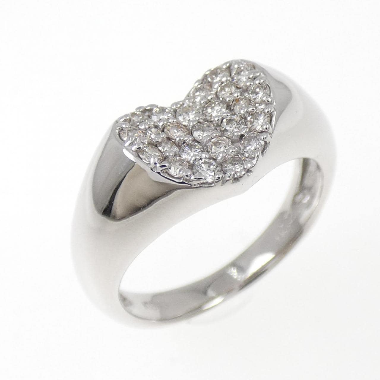 K18WG パヴェ ハート ダイヤモンド リング 0.32CT
