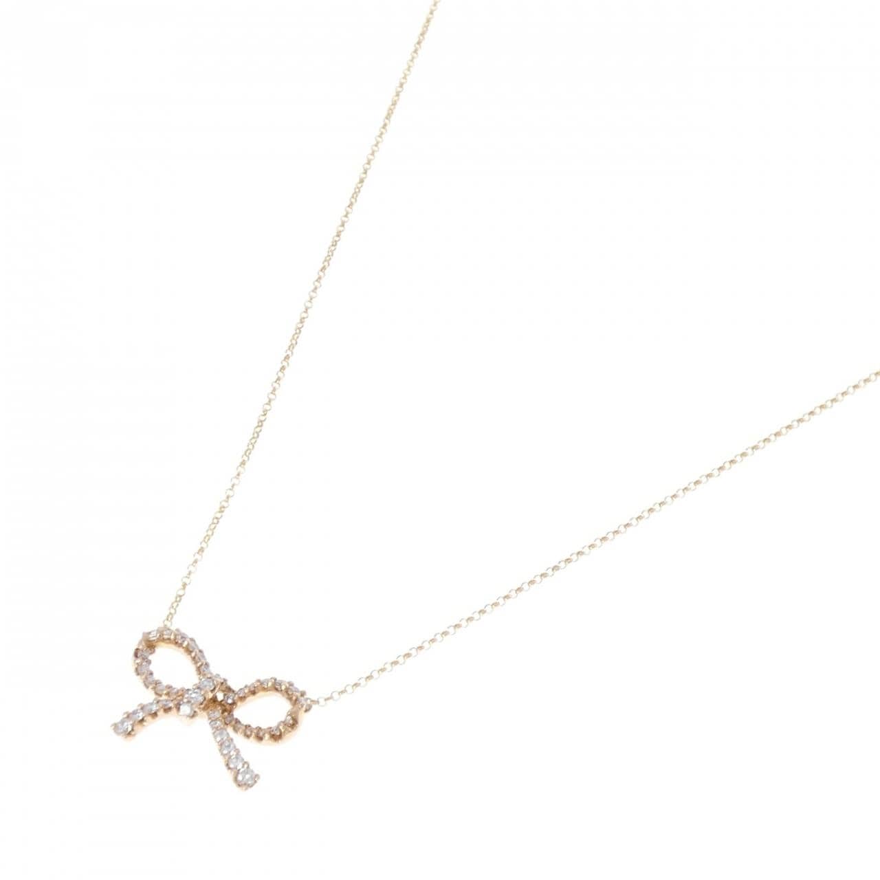 K18PG/K18YG リボン ダイヤモンド ネックレス 0.55CT