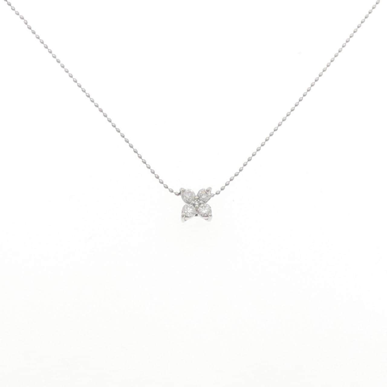 PT900/PT850 フラワー ダイヤモンド ネックレス 0.31CT