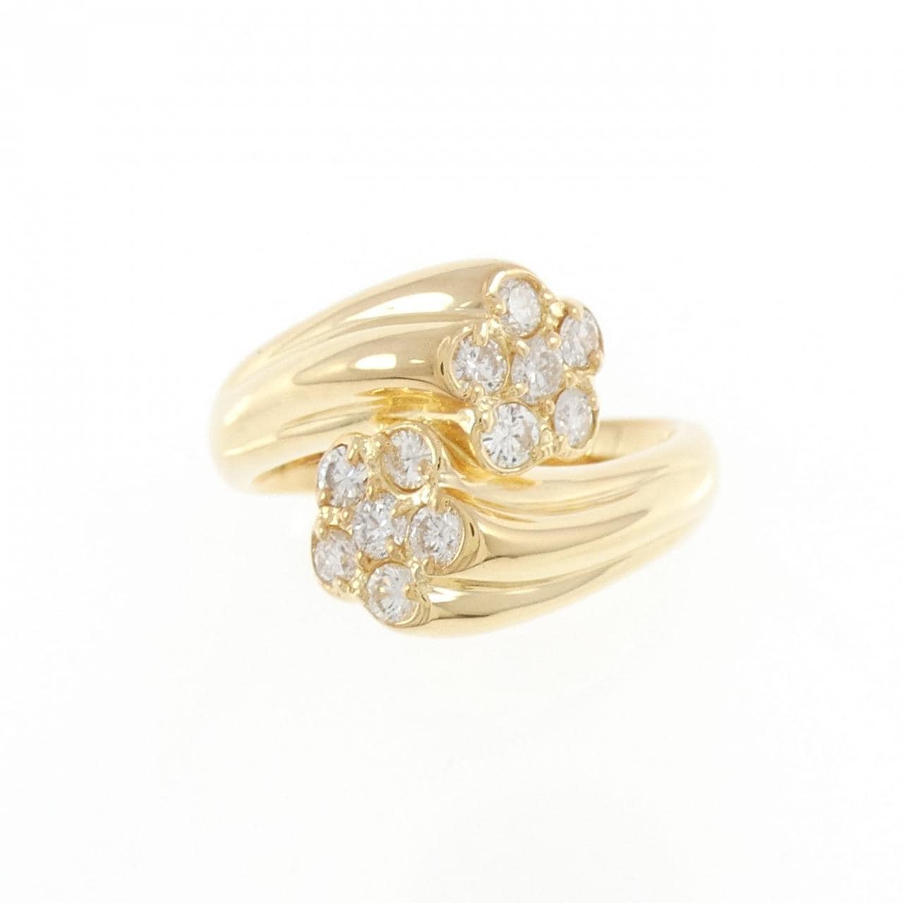 K18YG flower Diamond ring 0.50CT