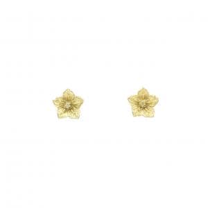 K18YG フラワー ダイヤモンド ピアス 0.02CT