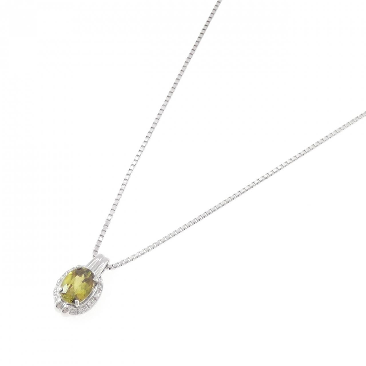 PT900/K18WG スフェーン ネックレス 1.34CT