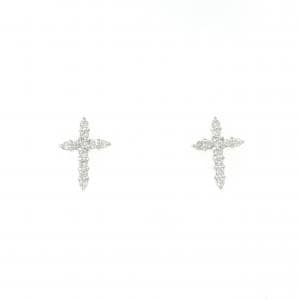 K18WG cross Diamond earrings 0.10CT