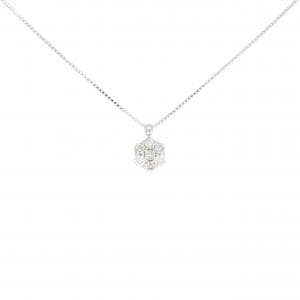 K18WG フラワー ダイヤモンド ネックレス 0.33CT