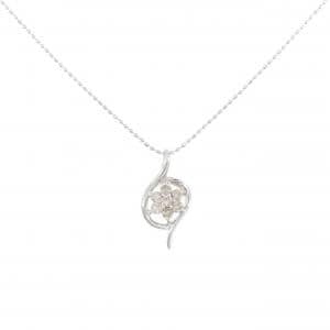 K18WG フラワー ダイヤモンド ネックレス 0.25CT
