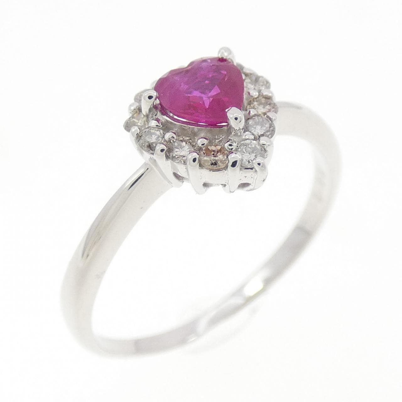 K18WG ハート ルビー リング 0.25CT