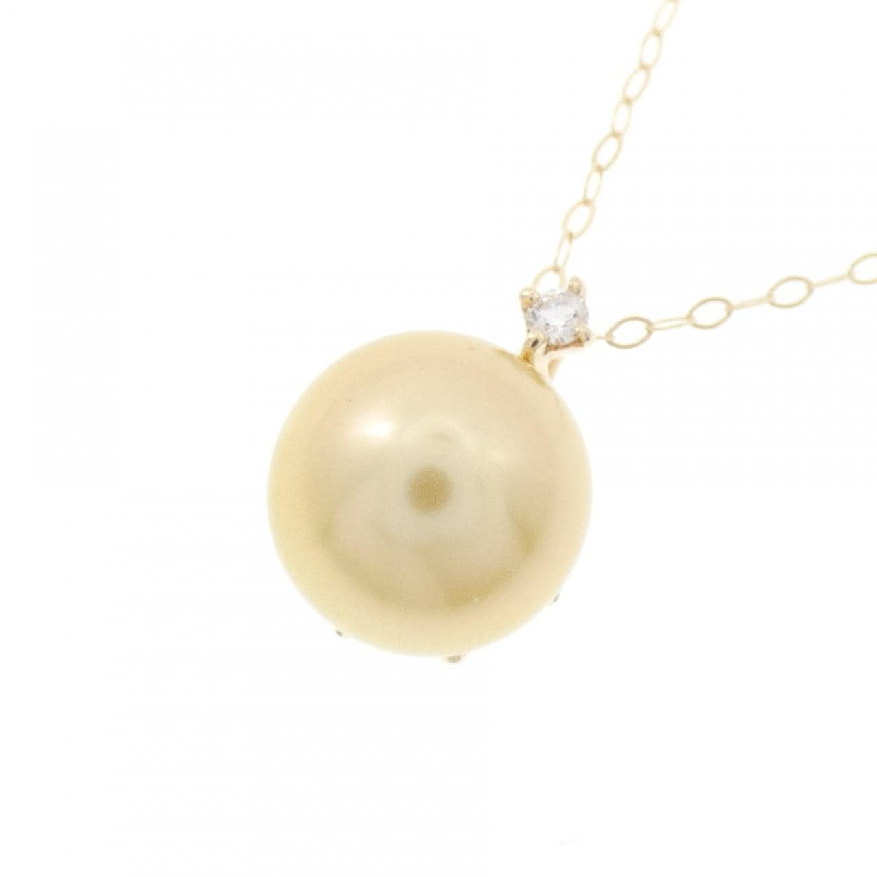 K10YG 白蝶パール ネックレス 10.4mm