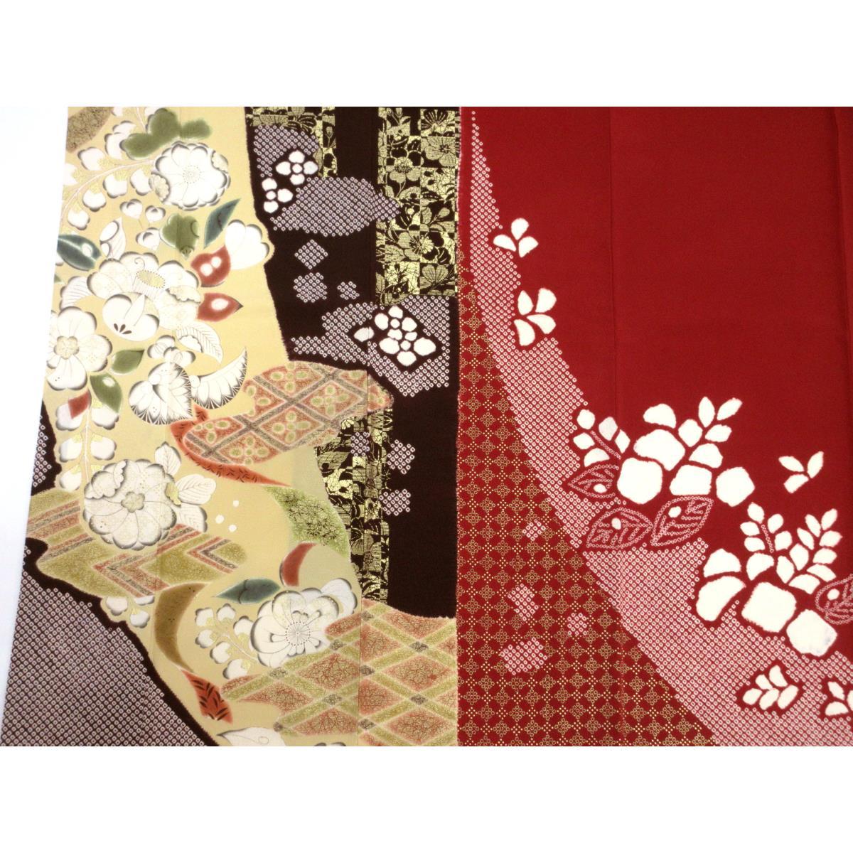 振袖　友禅金彩加工　絞り入