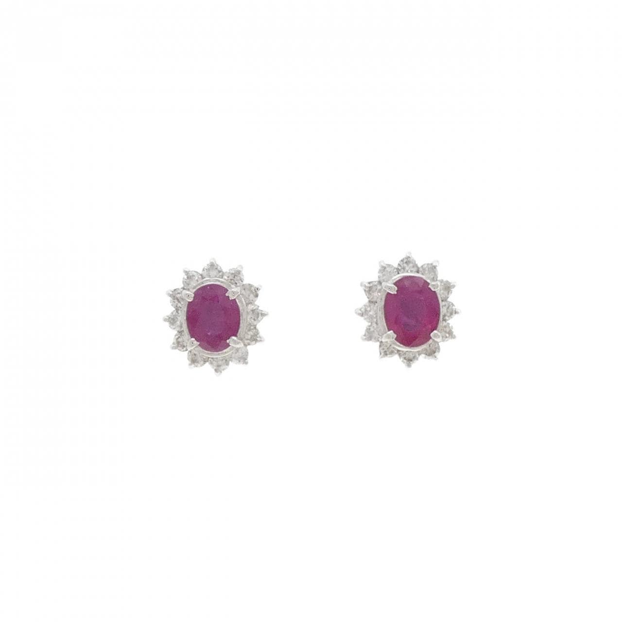 K18WG ルビー ピアス 1.00CT