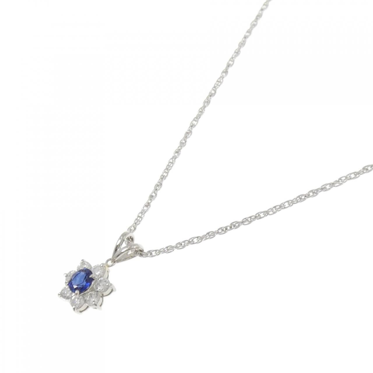 PT900/PT850 フラワー サファイヤ ネックレス 0.43CT