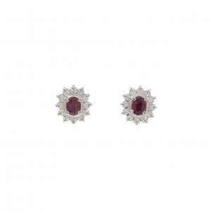 PT900 ルビー ピアス 0.415CT
