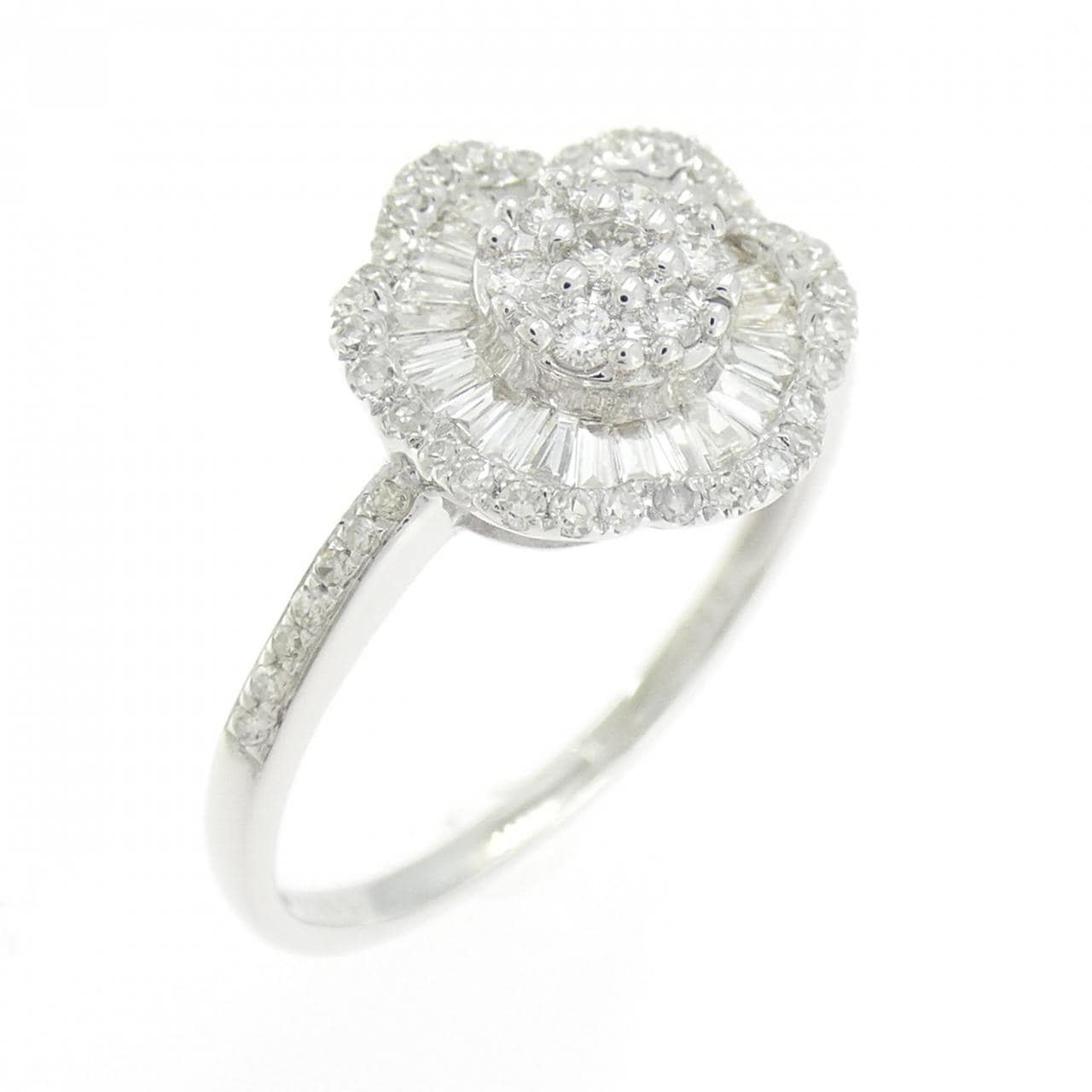 K18WG フラワー ダイヤモンド リング 0.50CT