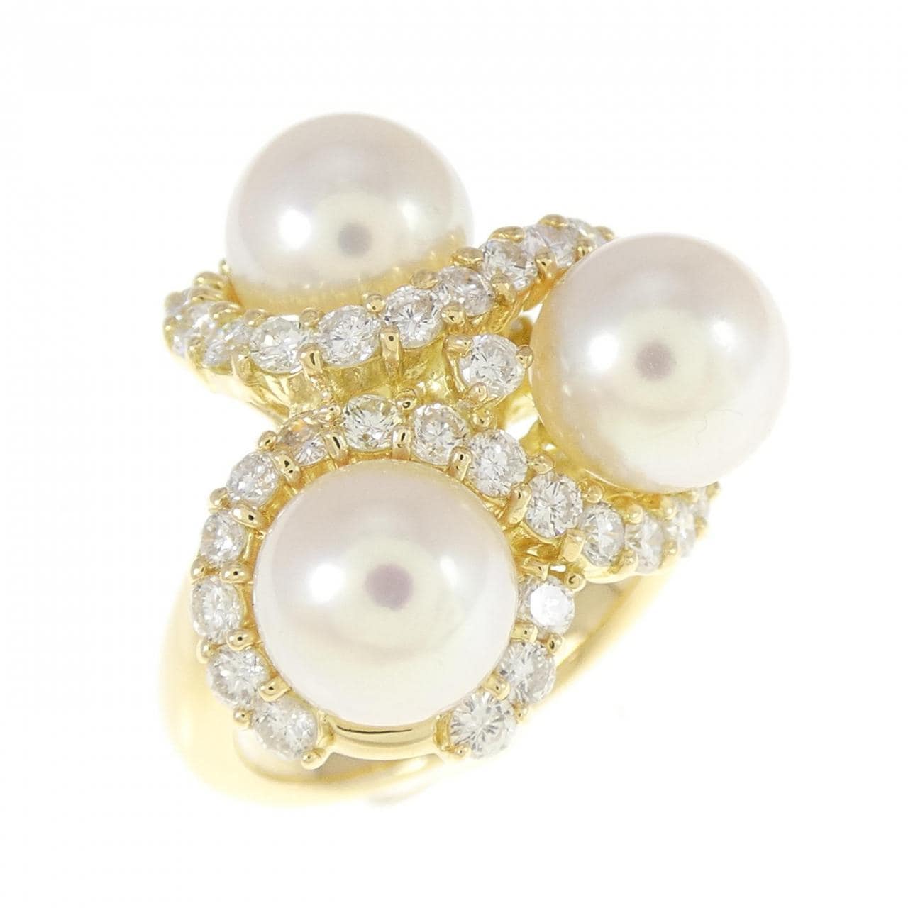 K18YG Akoya pearl ring